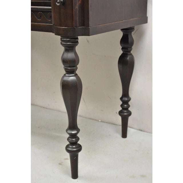Antique Victorian Mahogany Spinet Piano Style Flip Top Secretary Writing Desk For Sale - Image 11 of 11