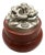 Mid-Century Modern Turned Wood Decorative Box with 800 Silver Rose Lid by Wenk, 1950s For Sale