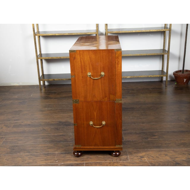 Campaign English 1840s Mahogany Campaign Chest with Five Drawers and Brass Hardware For Sale - Image 3 of 12