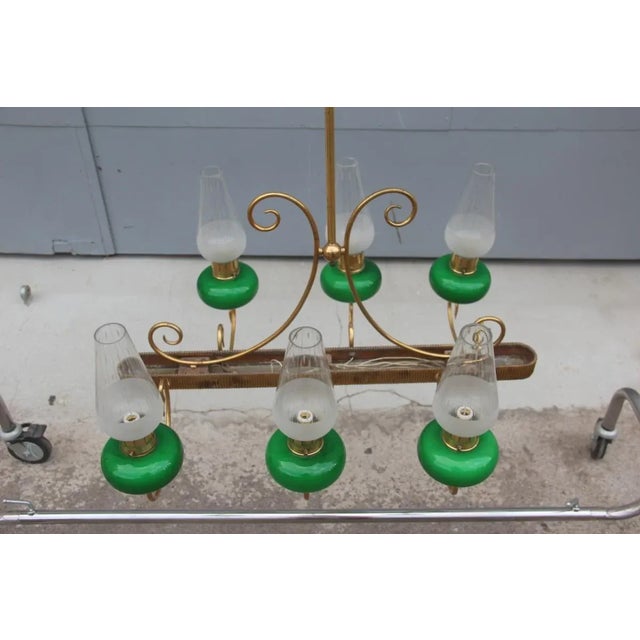 Mid-Century Italian Brass Chandelier, 1950s For Sale - Image 11 of 12