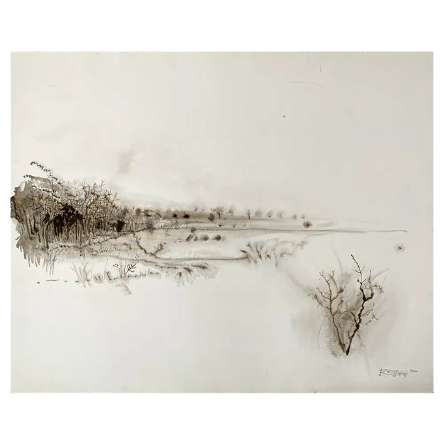 Leszek Rózga, Fields, 1987, Ink on Paper Drawing For Sale