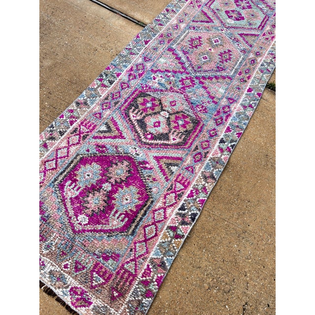 1960s Purple Distressed Herki Runner 2’7x10’ For Sale - Image 10 of 10