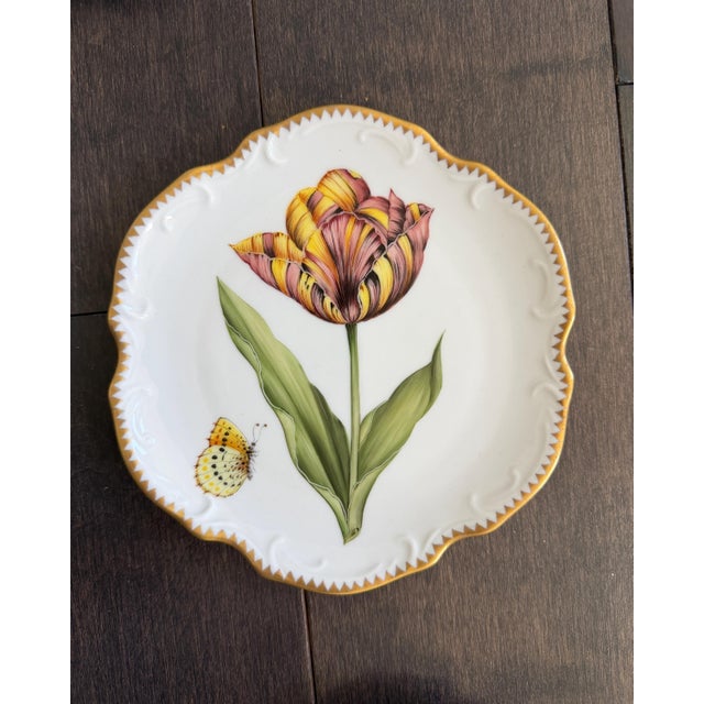 Set of 8 Hand-Painted Anna Weatherley Bread & Butter Plates 6" From Treasure Garden, Morning Glory, Green Leaf or Old Master Tulips Collection For Sale - Image 4 of 11