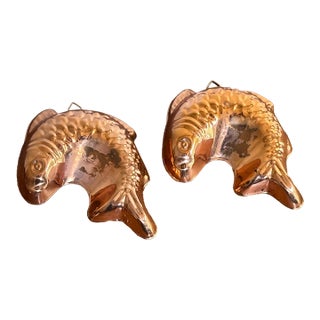 Vintage French Country Copper Fish Molds, a Pair For Sale