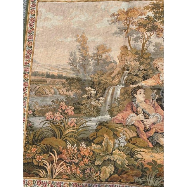 1970s Vintage French Jacquard Tapestry with Gallant Meeting by Jules Pansu, 1970s For Sale - Image 5 of 18