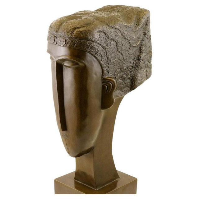 Brown Unknown, Woman's Head, Brown Patinated Bronze For Sale - Image 8 of 8