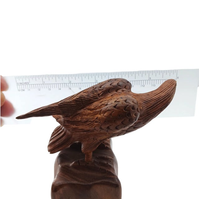 Farmhouse 1970s Bohemian Traditional Farmhouse Hand Carved Wood Eagle For Sale - Image 3 of 6
