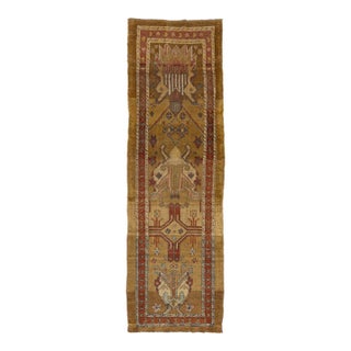 Vintage Persian Bakshaish Handmade Brown Wool Runner With Tribal Design For Sale