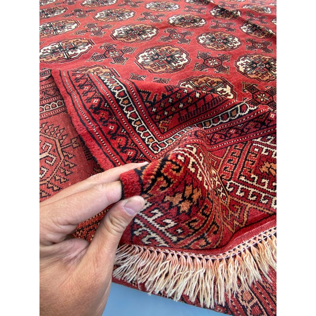 Ivory Afghan Bukhara Vintage Rug For Sale - Image 8 of 9