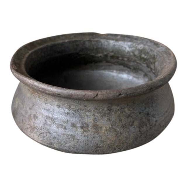 Vintage Blue Gray Indian Pot on Custom Ring For Sale