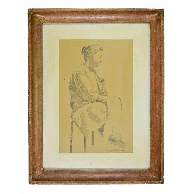 Pencil drawing in pencil realized by Sigfrido Oliva in 1987. Hand signed and dated. Includes a contemporary wooden frame...