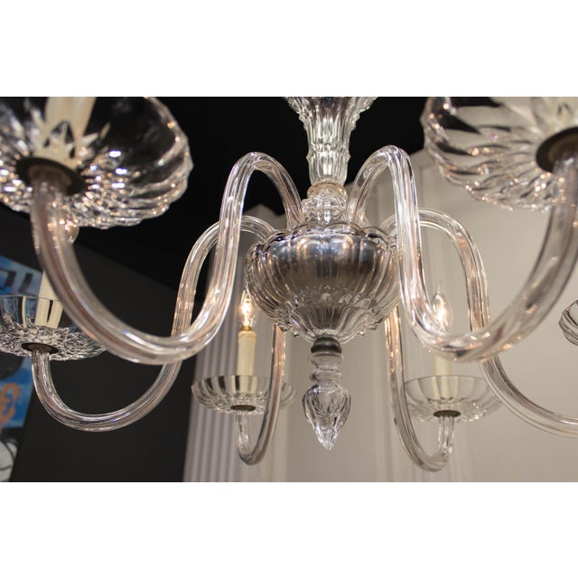 Clear Murano Crystal 6-Arm Chandelier in the style of Barovier, 1970s For Sale - Image 6 of 10