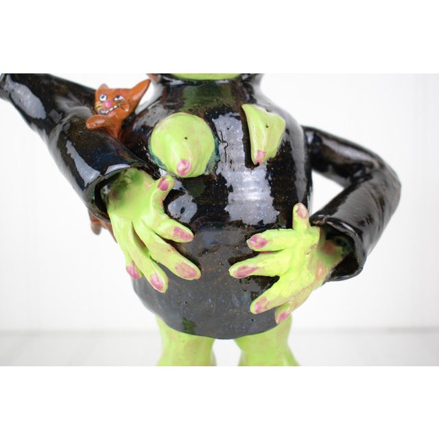 Signed Postmodern Feminist Sculptural Pottery - Witch Teapot For Sale - Image 11 of 17