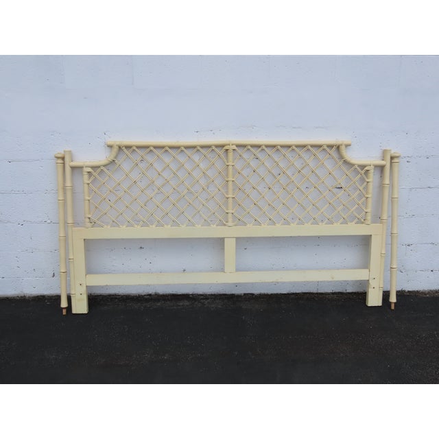 Hollywood Regency Faux Bamboo Posted Painted King Size Headboard 6681 For Sale In Miami - Image 6 of 16
