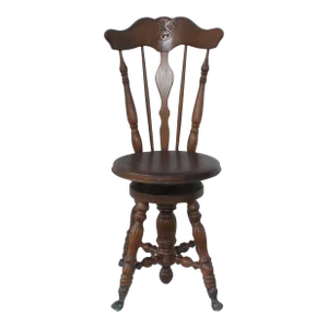 Antique Victorian Highback Claw/Ball Swivel Piano Stool