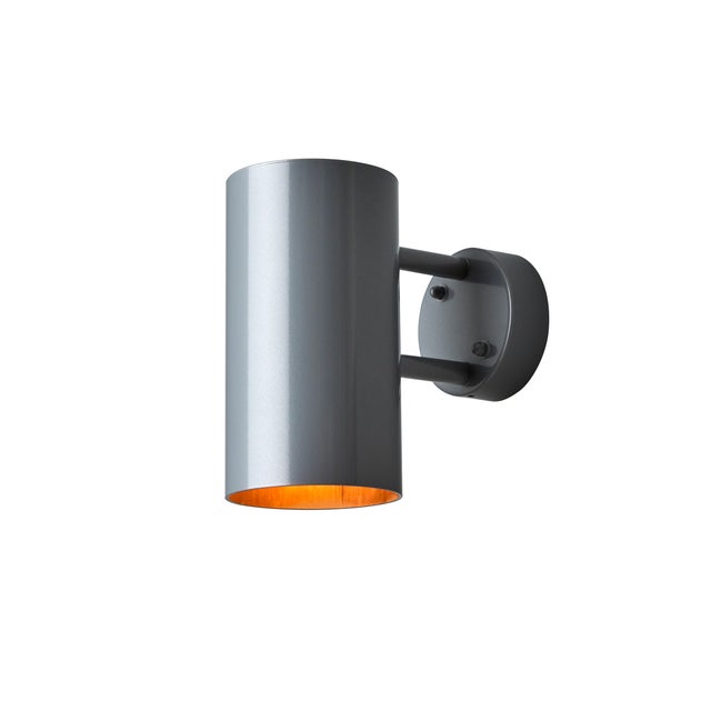 Mid-Century Modern Pair of Large Hans-Agne Jakobsson C627 'Rulle' Outdoor Sconces in Painted Silver For Sale - Image 3 of 11
