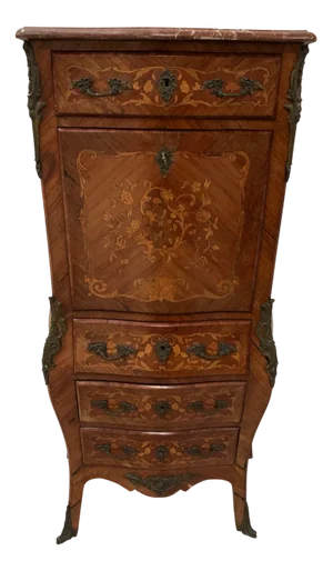 Louis XV Style Lady's Secretary in Light Wood Marquetry, 20th Century