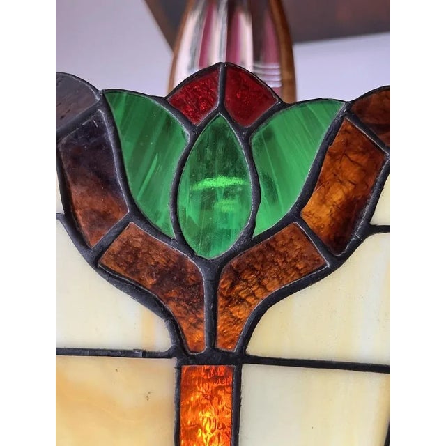 Silver, Root Wood and Cathedral Glass Lamp in the style of Tiffany, Italy, 1989 For Sale - Image 6 of 13