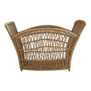 Vintage Wicker Magazine Rack For Sale