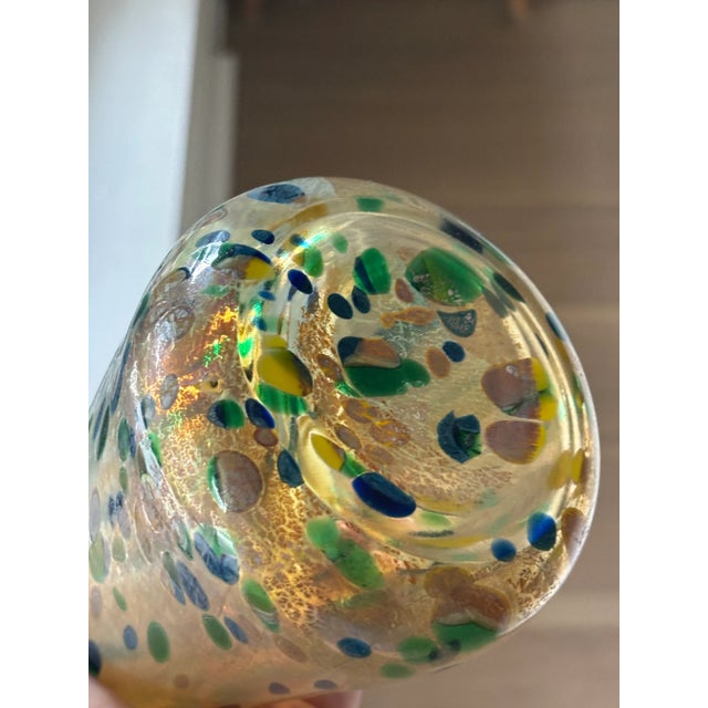 Vintage Italian Hand Blown Multi Colored Confetti Art Glass Vase For Sale - Image 11 of 12