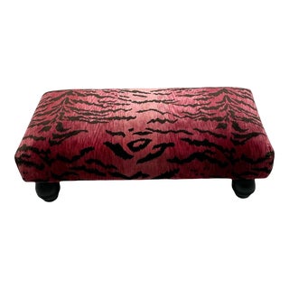 Scalamadre Pink Le Tigre Fabric Covered Ottoman For Sale