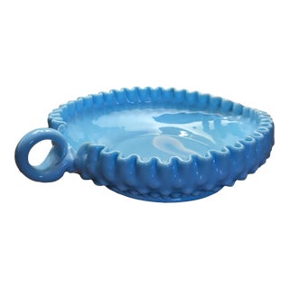 Vintage Fenton Blue Slag Marbled Art Glass Dish For Sale