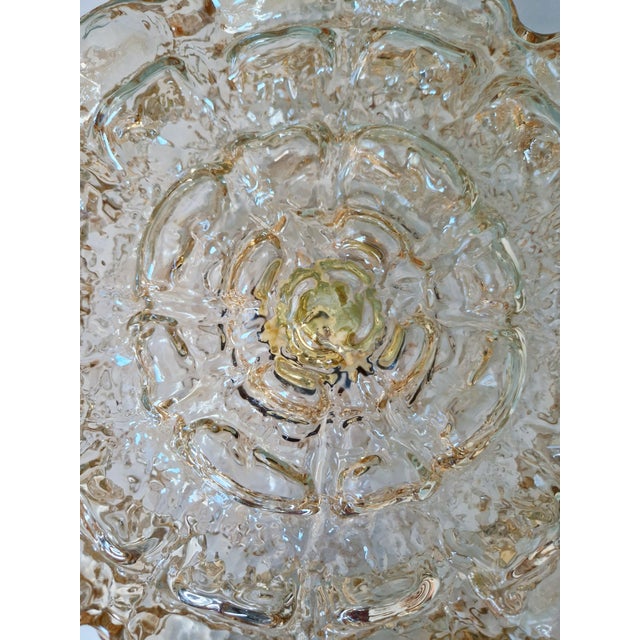 Vintage Ceiling Light in Brass and Textured Amber Glass by Helena Tynell for Glashütte Limburg, 1960s For Sale - Image 9 of 18