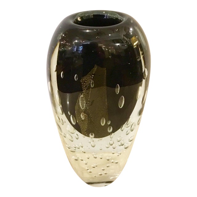 Floating Bubbles Modern Black Art Glass Vase Chairish