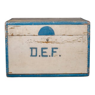 Handmade Monogrammed Wooden Toolbox With Inner Tray C.1940 For Sale