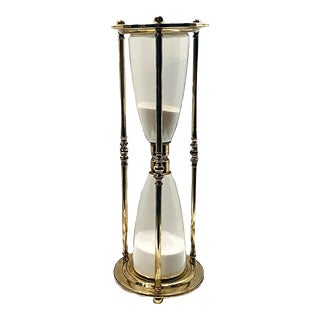 1970s Polished Brass Hourglass X-Large 24" Decorative Floor Sand Timer For Sale