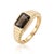 Contemporary Natural Smoky Quartz Ring | 18k Gold Plated Ribbed Signet Ring | Bezel Set Horizontal Gemstone Ring Us 7 For Sale - Image 3 of 3