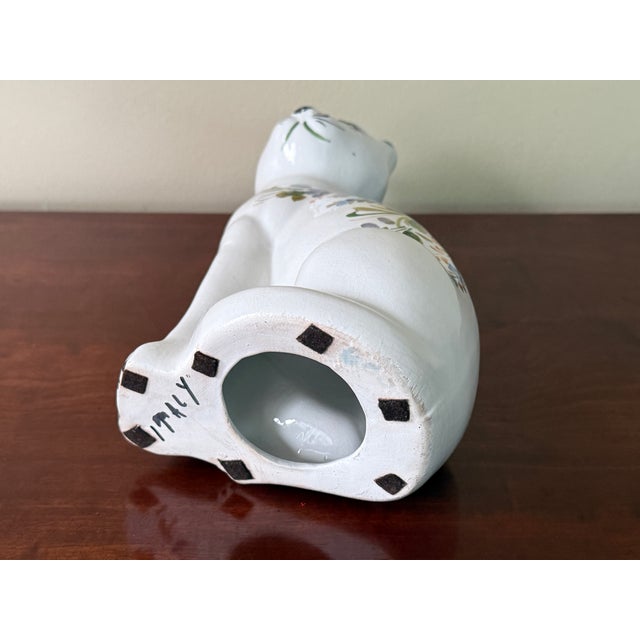 White Midcentury Italian Ceramic Cat Figure For Sale - Image 8 of 9