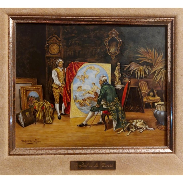 Baroque Rafael De La Torre, Miniature, Oil on Canvas, 1950s, Framed For Sale - Image 3 of 10