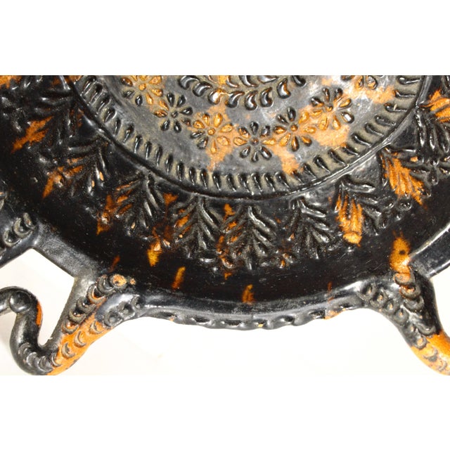 Circa 1900 Barrio De La Luz Puebla Pottery Bowl Tortoiseshell Glaze Barro Vidriado With Flower For Sale - Image 9 of 18