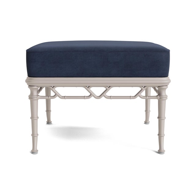 Brown Jordan Brown Jordan Calcutta Ottoman, Dove frame with Fusion Neptune fabric For Sale - Image 4 of 11