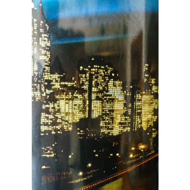 Black Vintage Floor Lamp with New York Motiv Shade, 1950s For Sale - Image 8 of 18