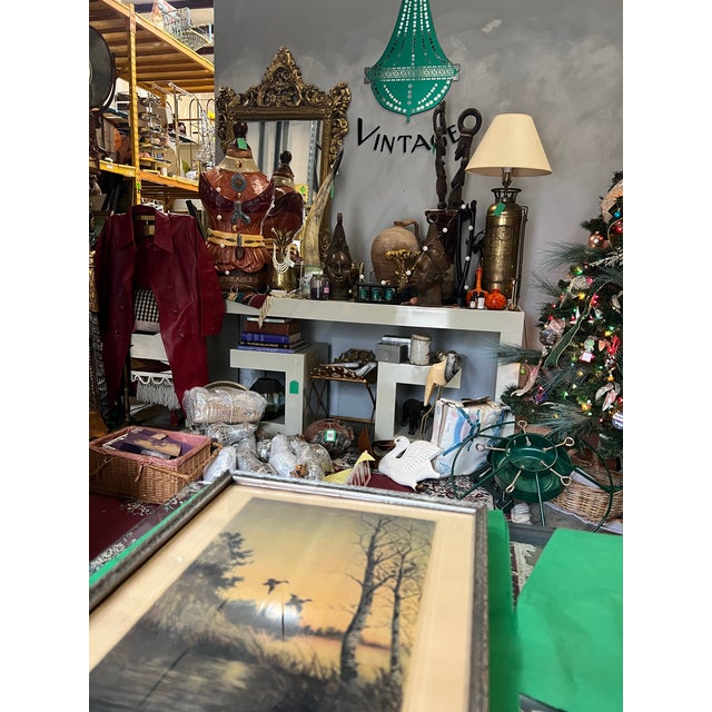 Mid-Century Modern Vintage Signed Duck Painting, Titled "End of Day" in Frame For Sale - Image 3 of 10