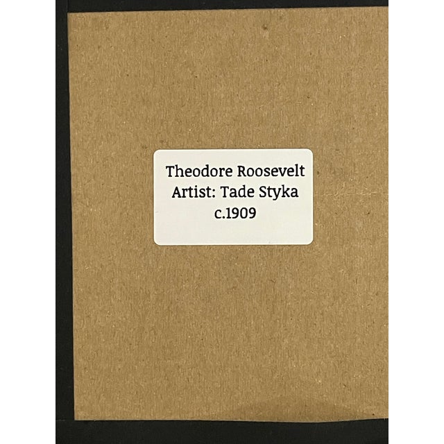2020s Hand-Textured Theodore Roosevelt Portrait Print After Tade Styka in Gilt Frame For Sale - Image 5 of 11