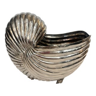 Vintage Large Silver Plate Nautilus Champagne Bottle Cooler/Planter For Sale