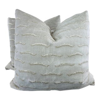 Dedar "Nouvelles Vagues Velvet" in White Diamond 22" Pillows-A Pair For Sale