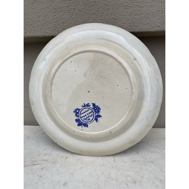 Victorian 19th Century English Blue and White Wild Rose Plate For Sale - Image 3 of 4