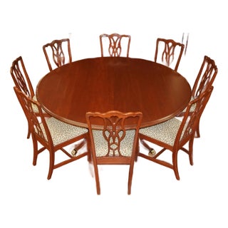 Harden Mahogany Regency Style Round Dining Table & 8 Chairs For Sale