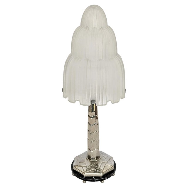 French Art Deco table lamp known as the "Waterfall" was created in the 1930's by the French Master "Marius Ernest SABINO"...
