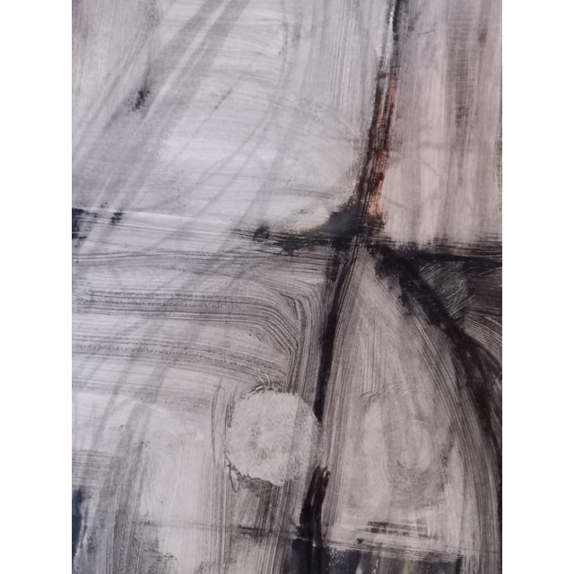 Abstract work on paper performed with experimental technique, pencil, charcoal, tempera and oil. This piece has an...