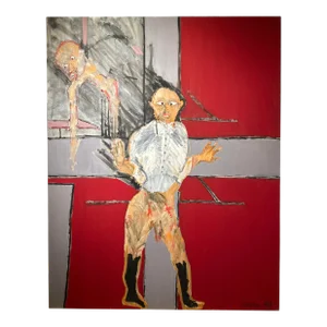 Original Michael Hafftka Expressionist Oil Painting of a Male Nude