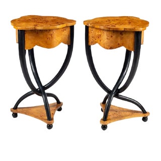 Biedermeier Style Parcel Ebonized Triangular Side Tables, 20th Century - A Pair For Sale