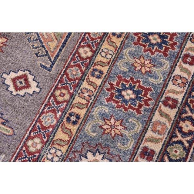 1990s Tribal Kazak Gray/Light Blue Wool Rug - 8'4''x9'8'' For Sale - Image 5 of 10