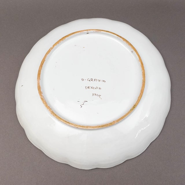 Mid 20th Century Mid 20th Century Deruta Taly D. Grazia Maiolica Large Portrait Wall Bowl Charger Plate For Sale - Image 5 of 8