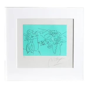 Profile, Heart and Vase, Peter Max, Etching