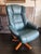Beautiful reclining bentwood lounge chair by Hjellegjerde Møbler. Made in Norway. High quality leather in a dark green-...